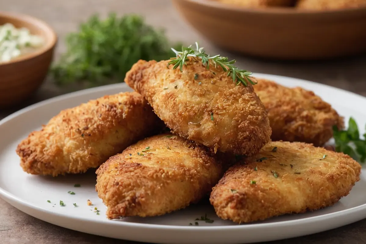 Learn how to make crispy chicken fritta with Parmesan-breaded chicken and Alfredo pasta. A perfect comfort dish for any occasion!